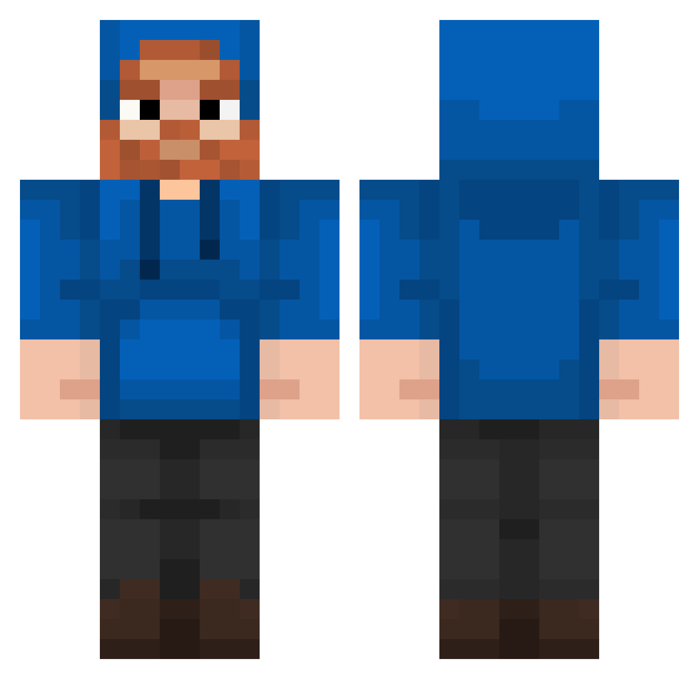 Brassyman Minecraft skin, front and back view