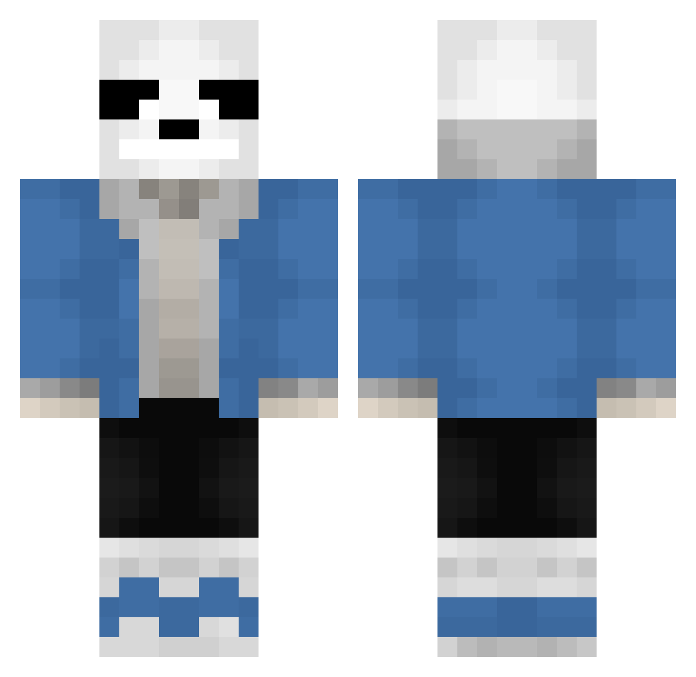 h3ski Minecraft skin, front and back view