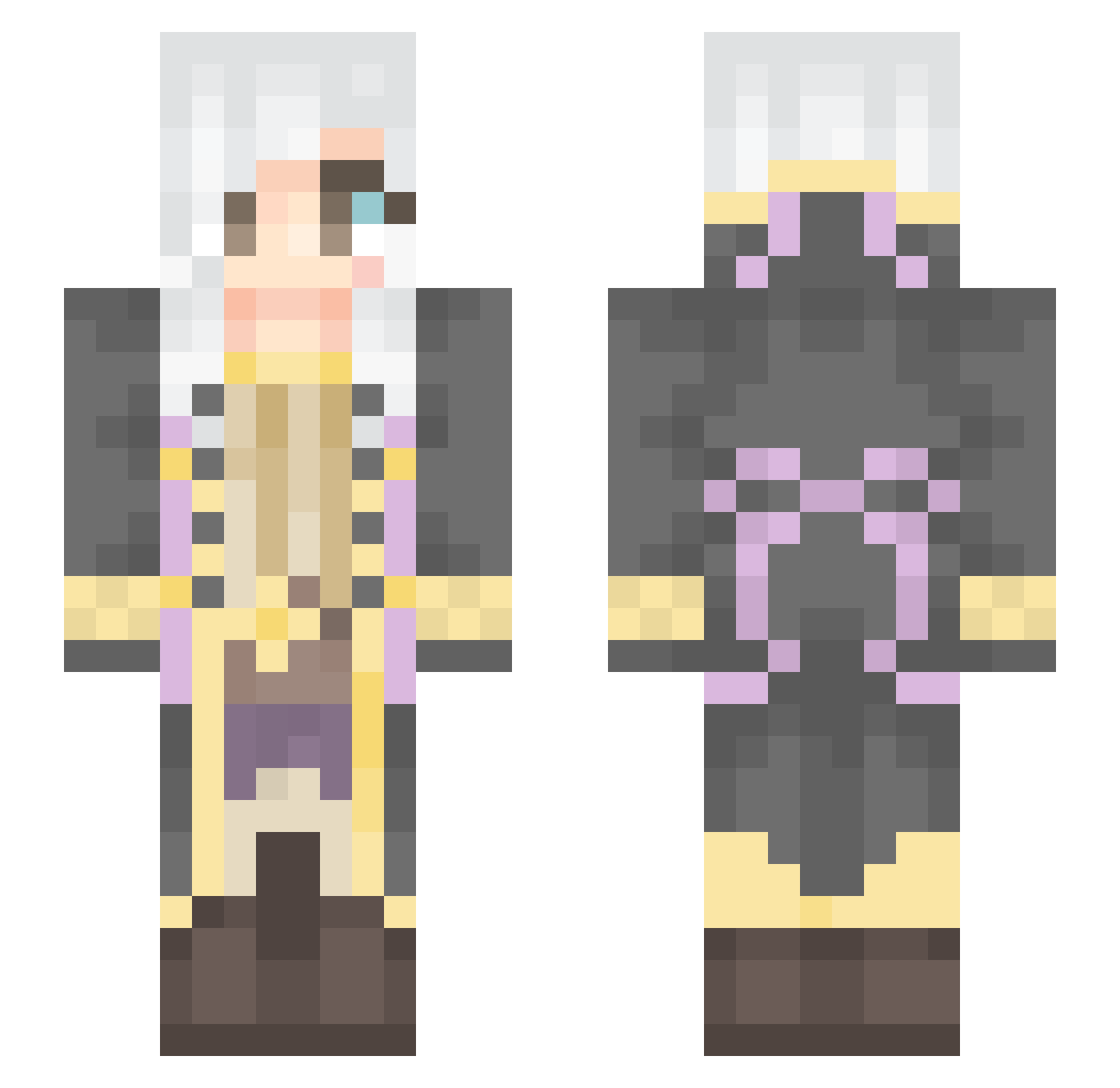 prefirer Minecraft skin, front and back view