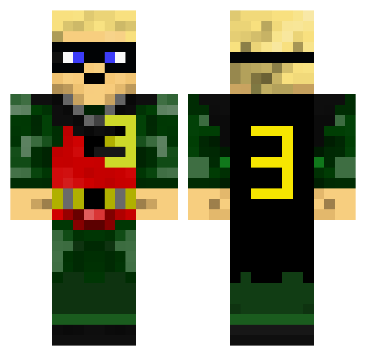 Aqxone Minecraft skin, front and back view