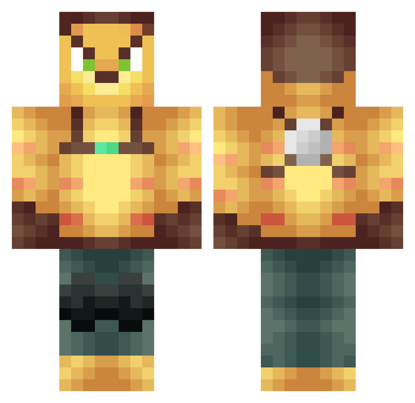 Praline Minecraft skin, front and back view