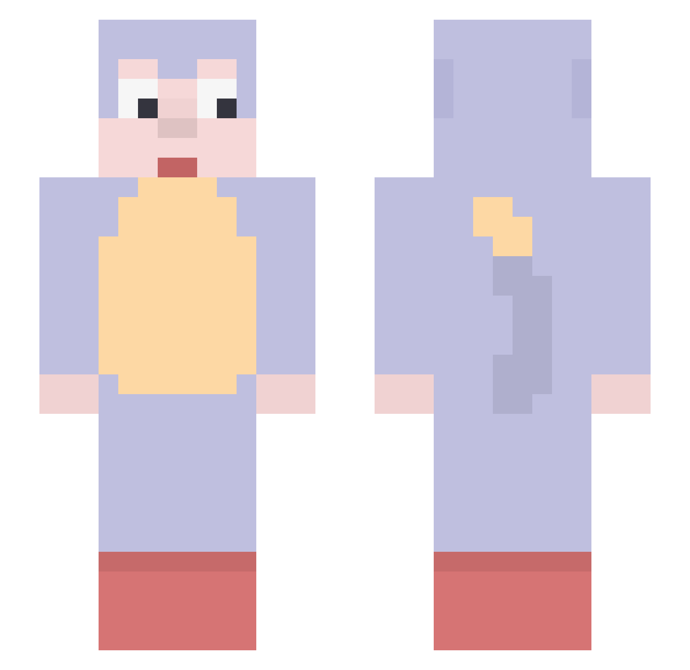 ItsZula Minecraft skin, front and back view