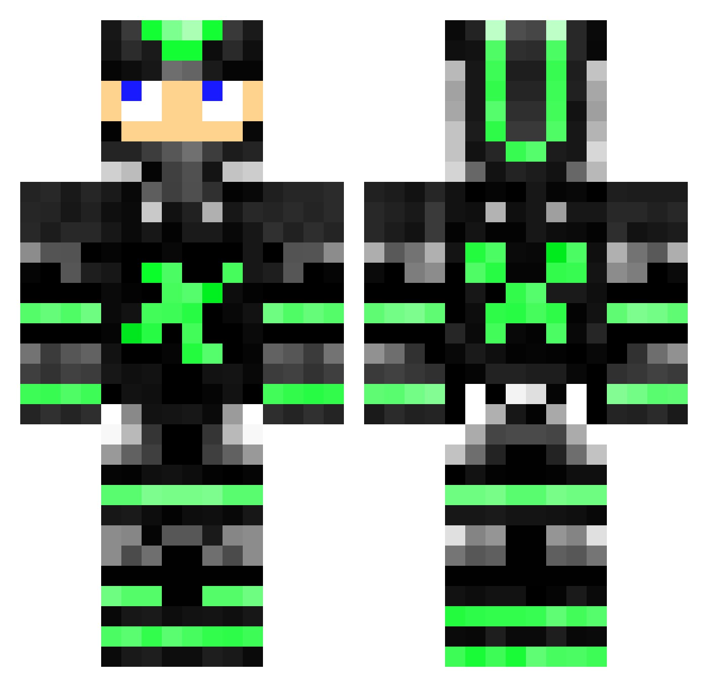 Zaphira77 Minecraft skin, front and back view