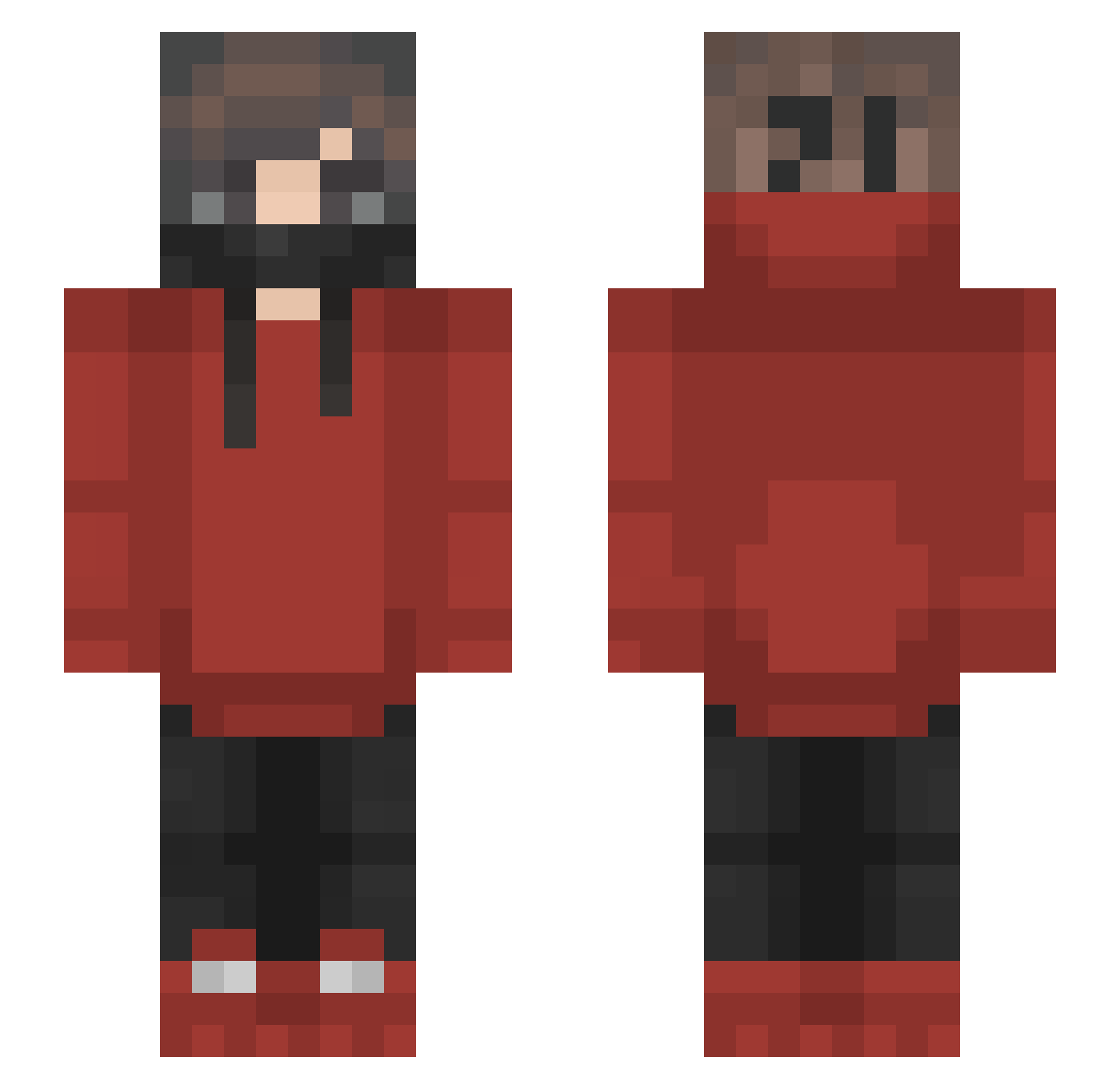Spruuce Minecraft skin, front and back view
