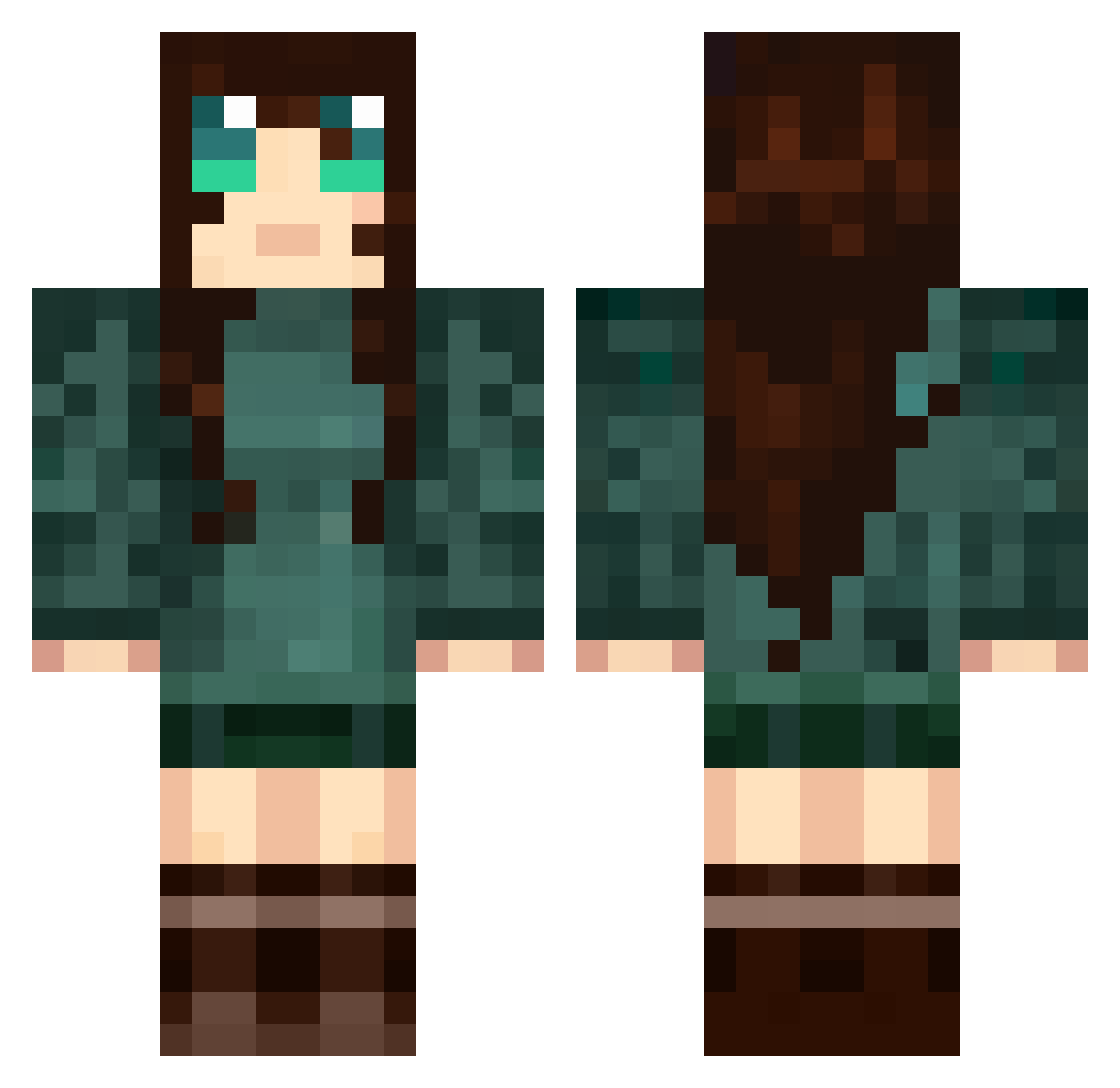 Tilde Minecraft skin, front and back view