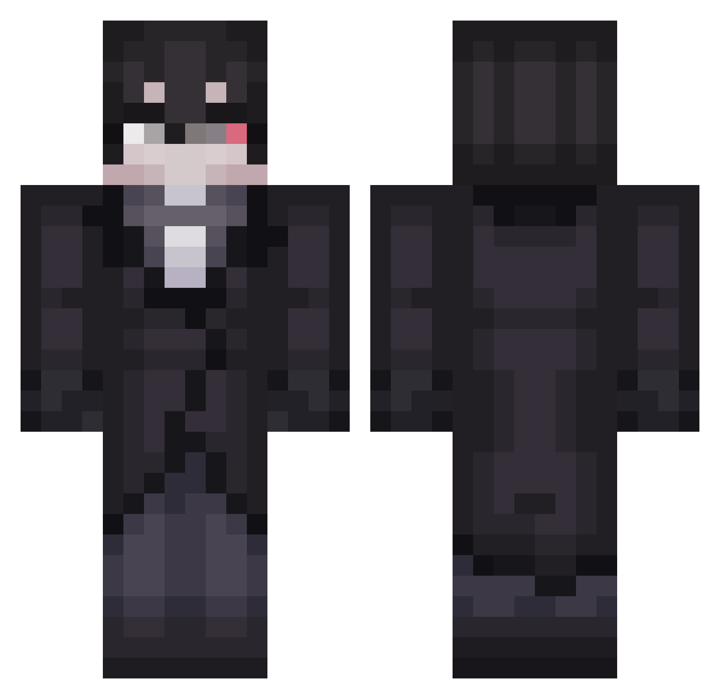 Koravael Minecraft skin, front and back view