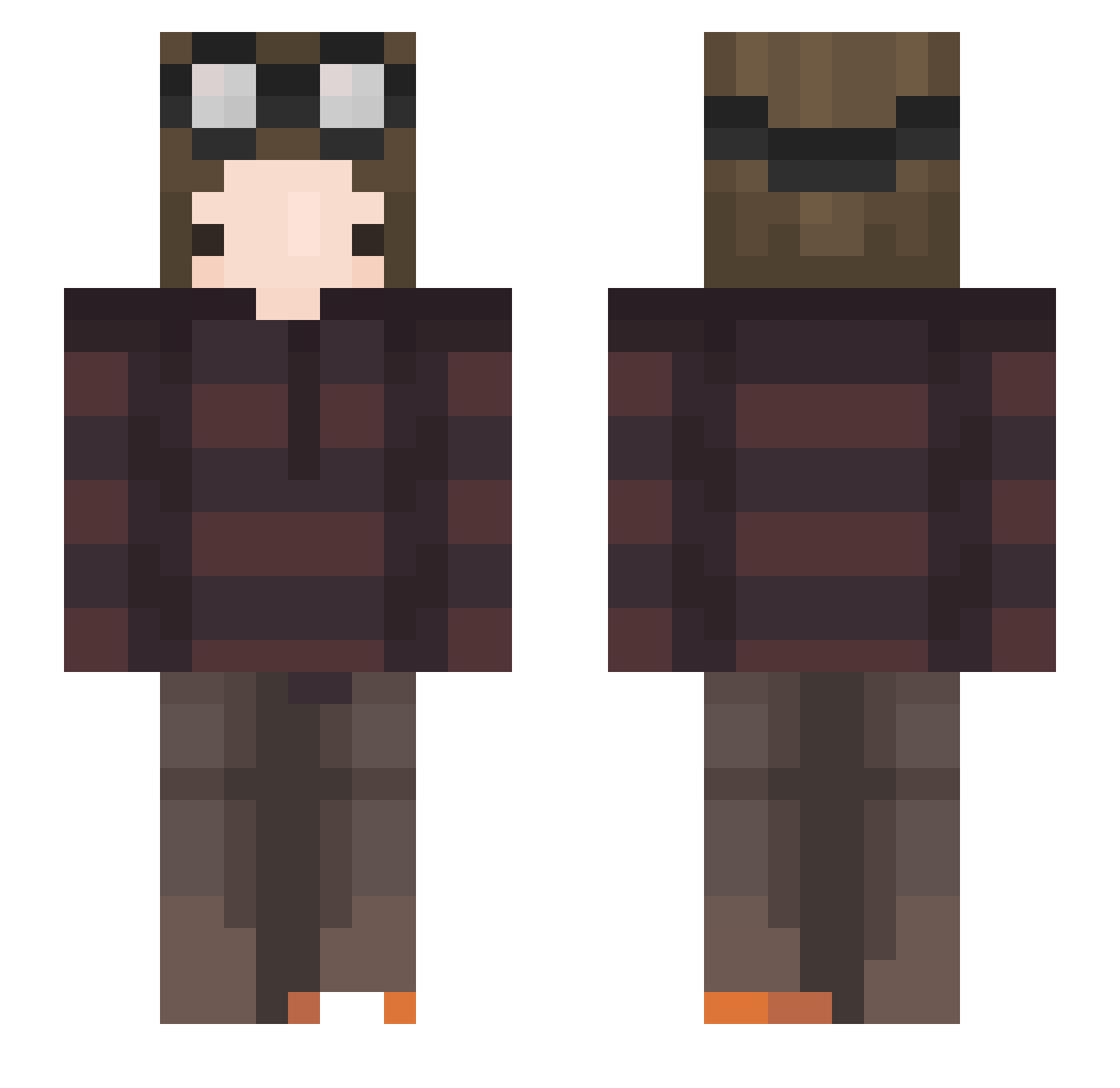 Ticca Minecraft skin, front and back view