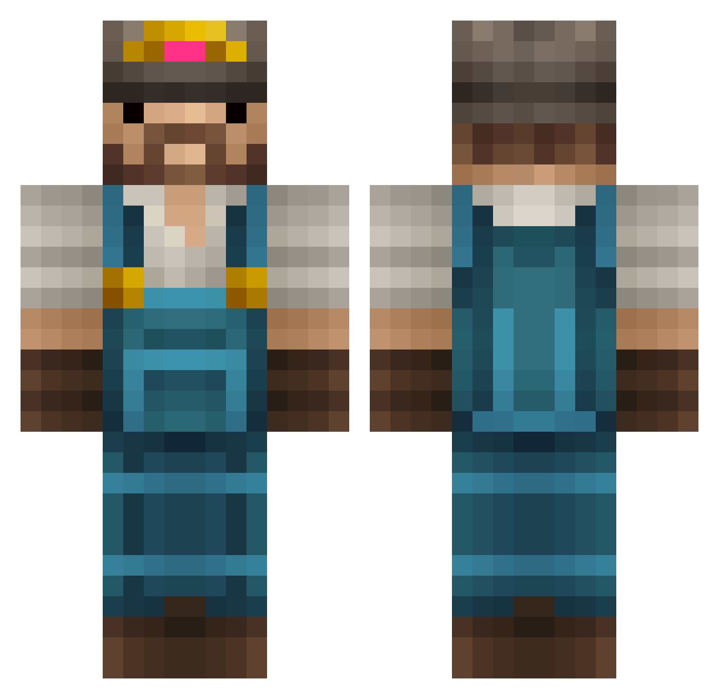 Battue Minecraft skin, front and back view
