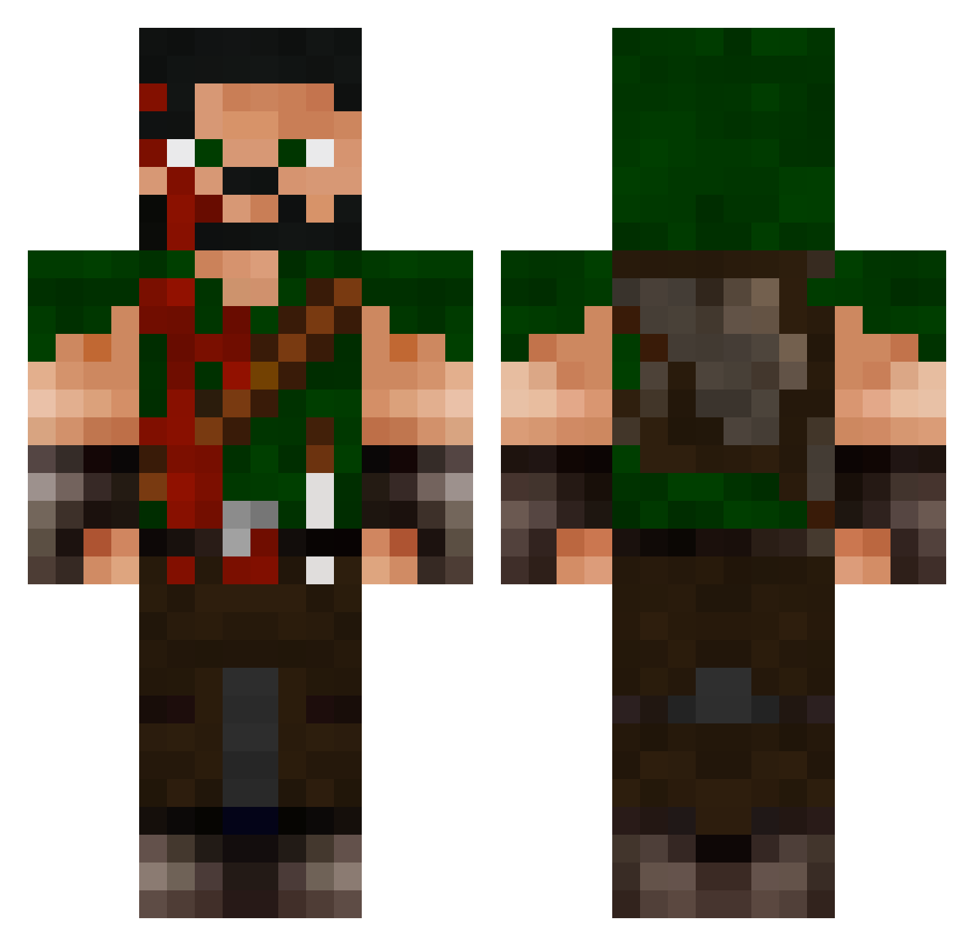 hamelt Minecraft skin, front and back view