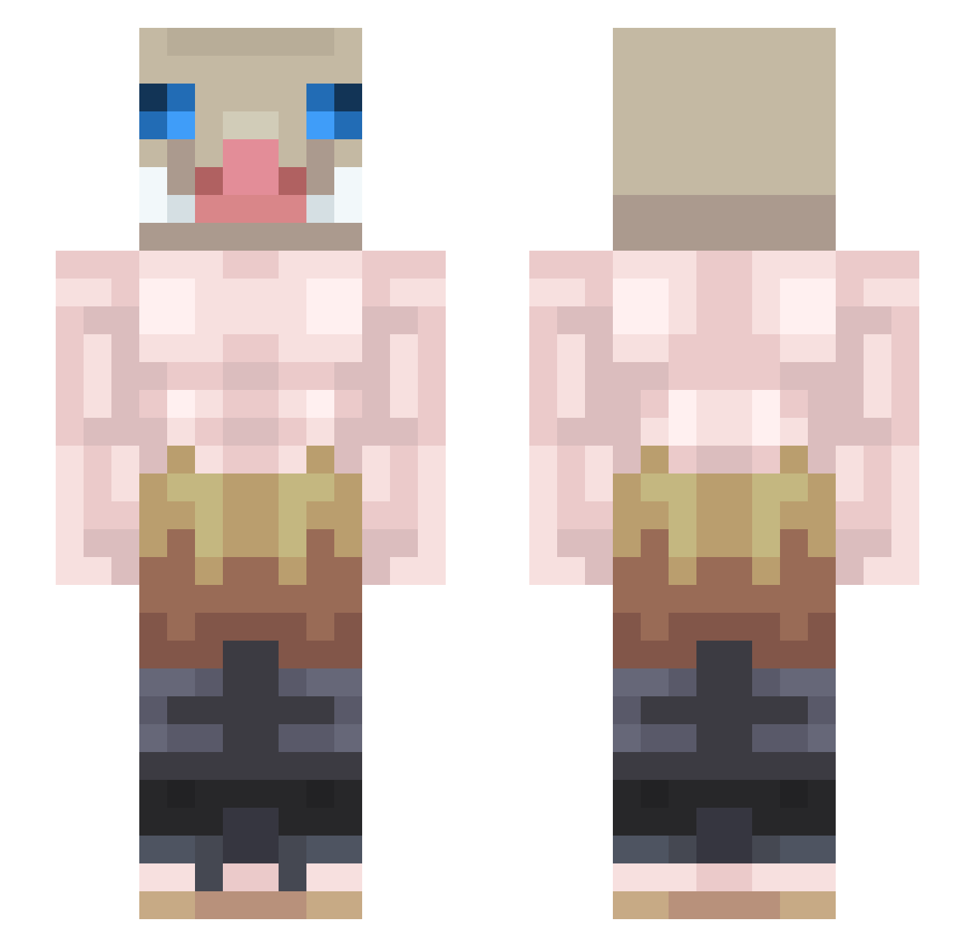 Brinkless Minecraft skin, front and back view
