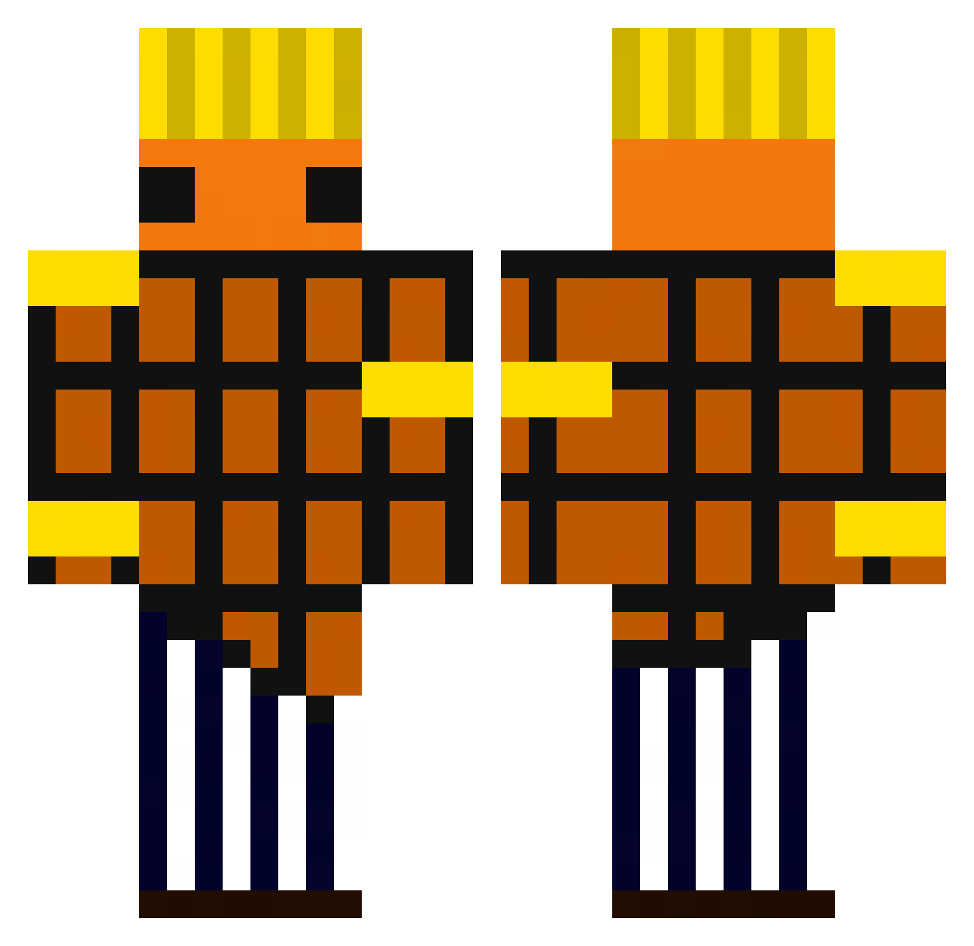 zariffz Minecraft skin, front and back view
