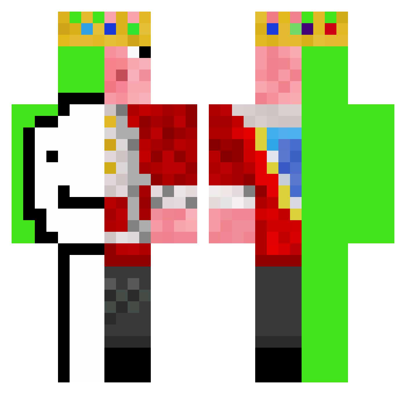 ToniqueSK Minecraft skin, front and back view