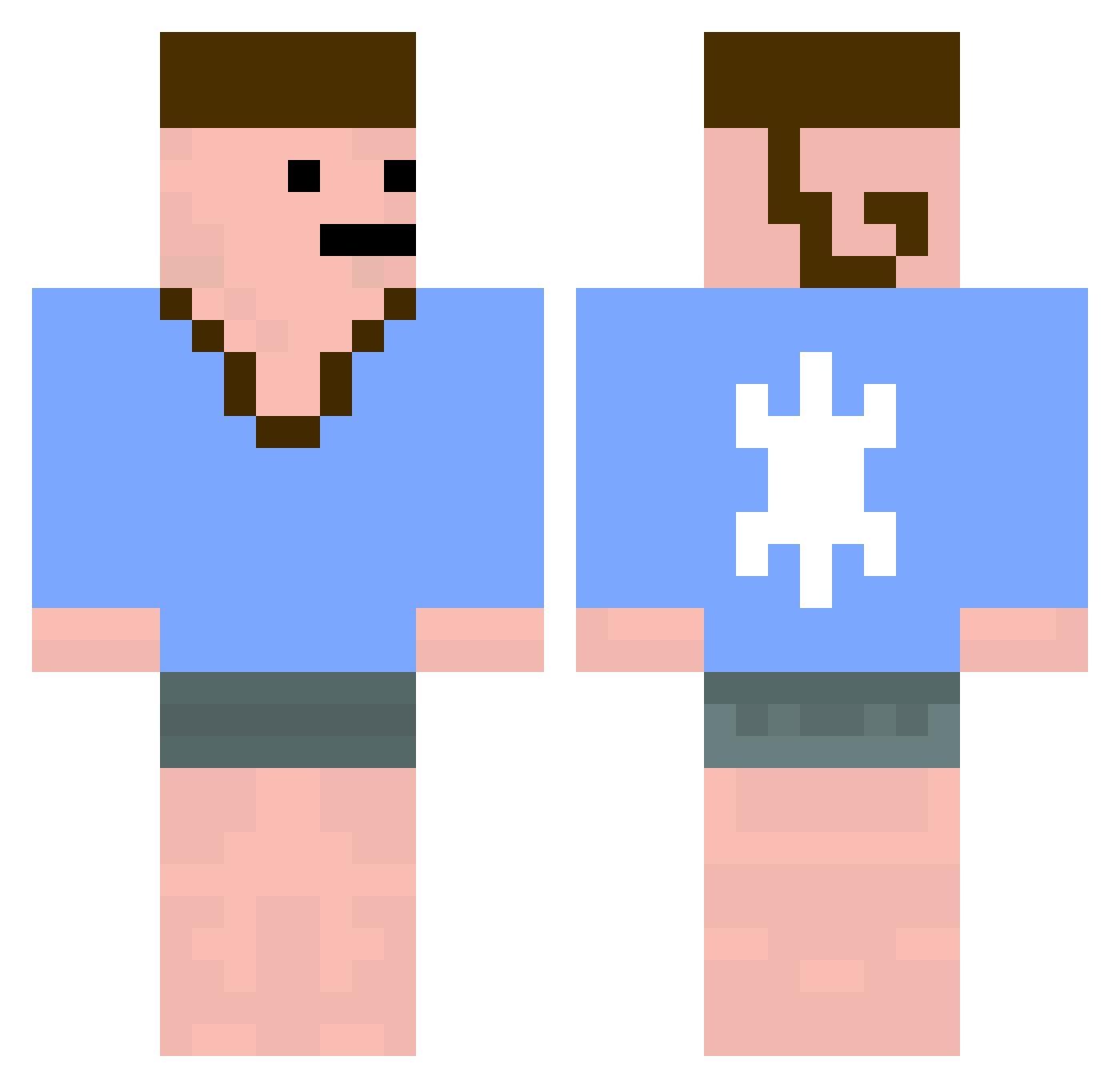 Snowy Minecraft skin, front and back view
