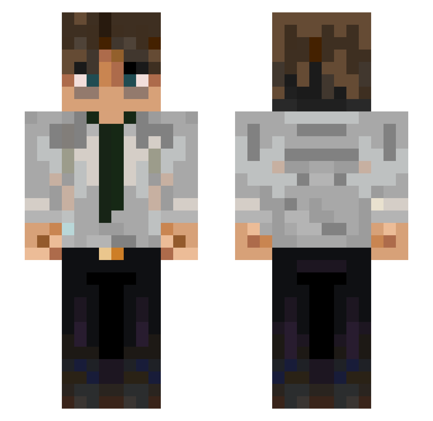 Crows_100 Minecraft skin, front and back view