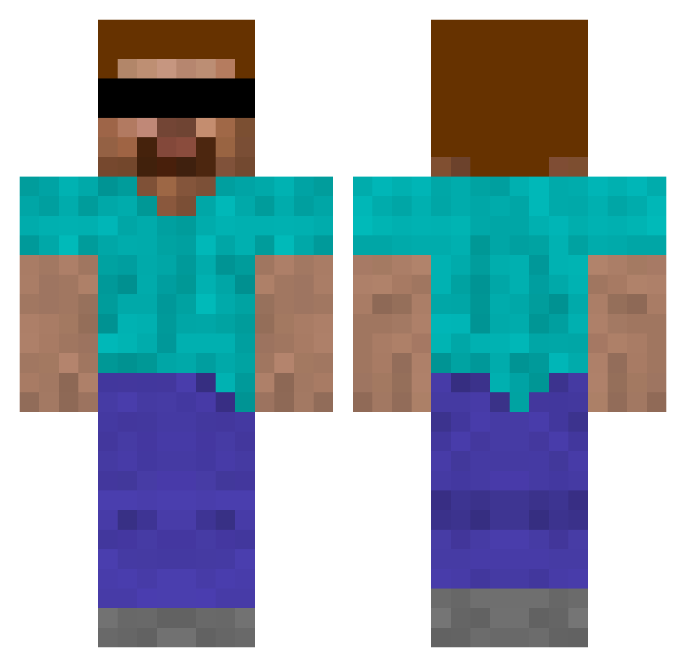 stiaxy Minecraft skin, front and back view
