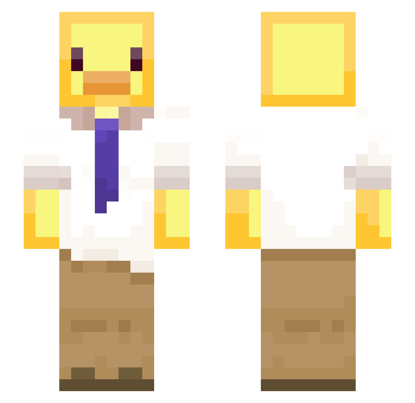 SaltyMang0 Minecraft skin, front and back view