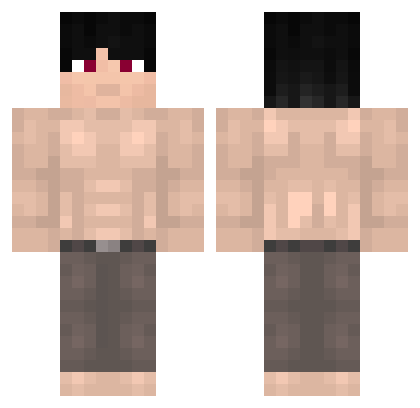 Modulations Minecraft skin, front and back view