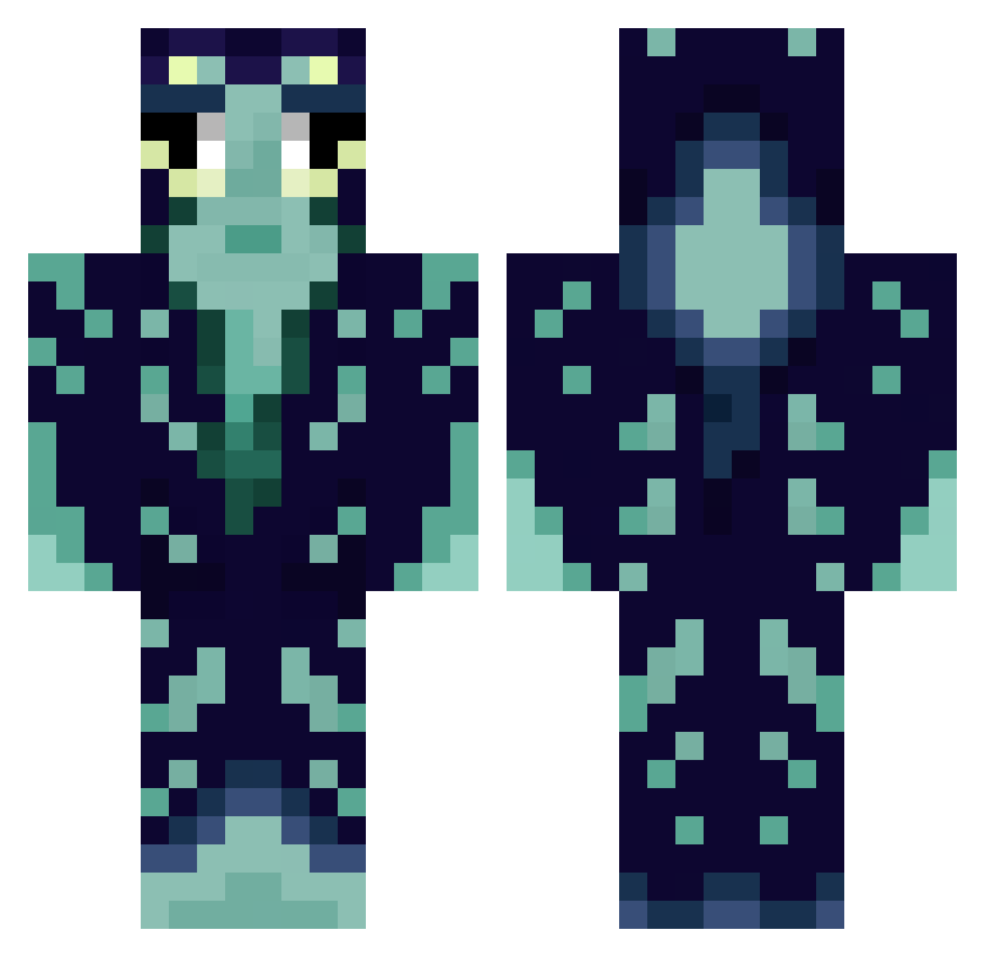 Sialic Minecraft skin, front and back view