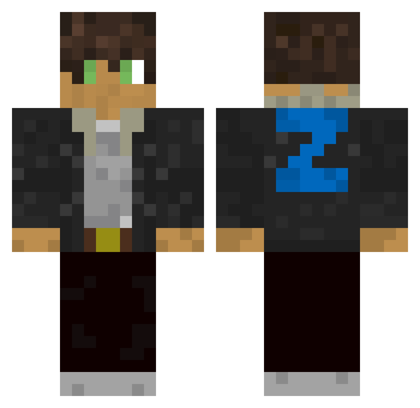ZaxxyL Minecraft skin, front and back view