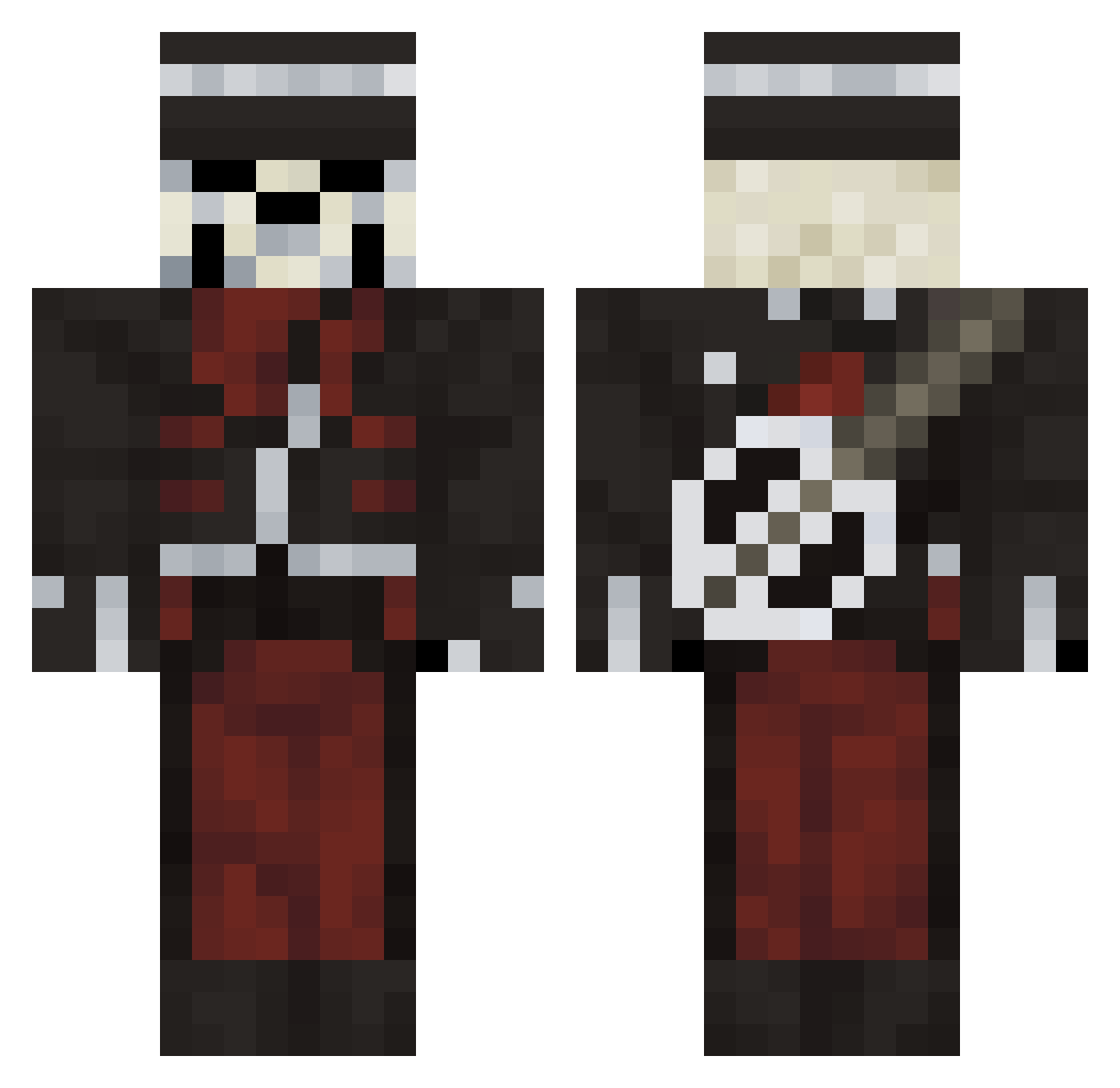 RoseCodeBlack Minecraft skin, front and back view