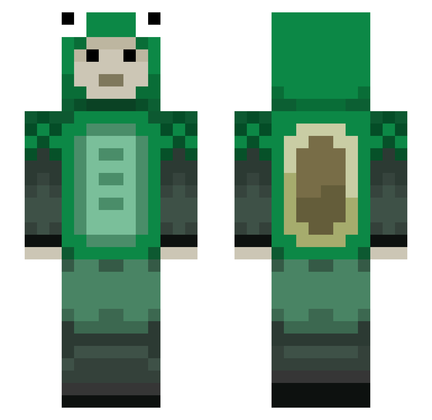 zielonyJ Minecraft skin, front and back view