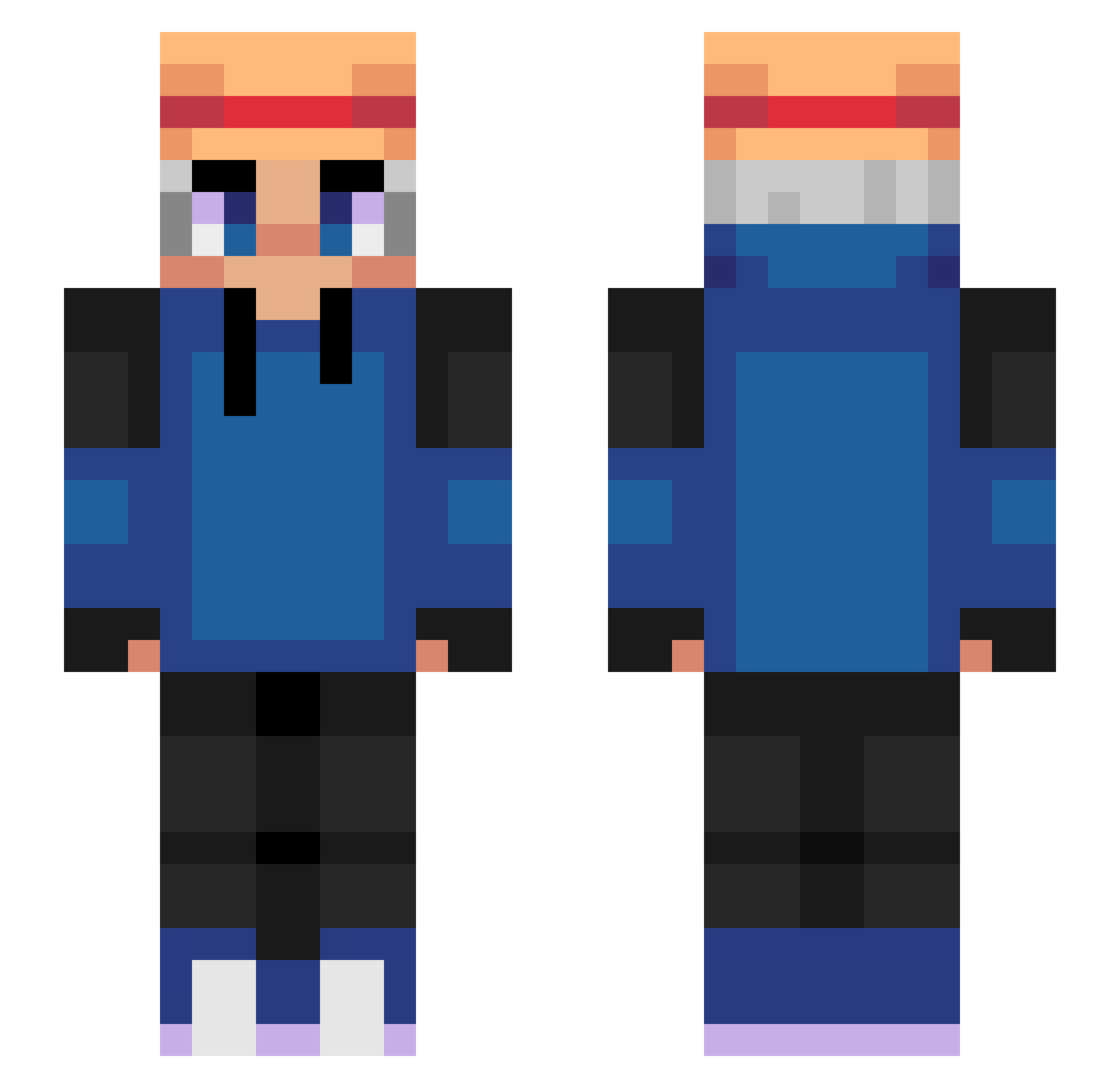 RayGod Minecraft skin, front and back view