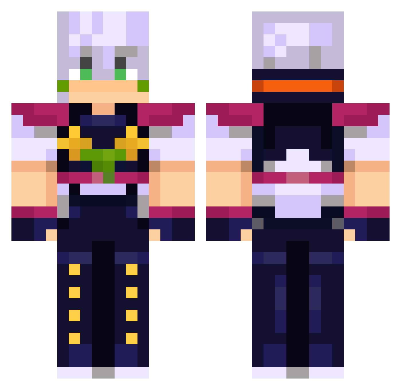SoReox Minecraft skin, front and back view
