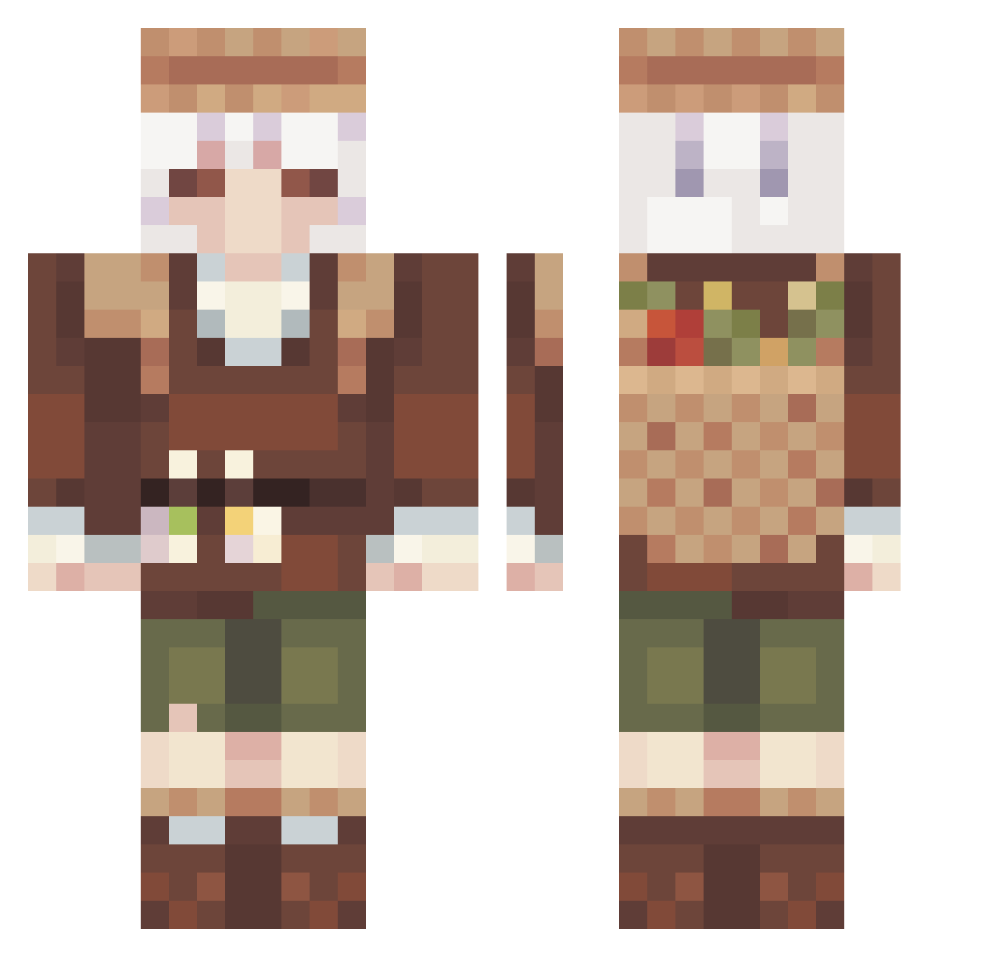 girtBlock Minecraft skin, front and back view