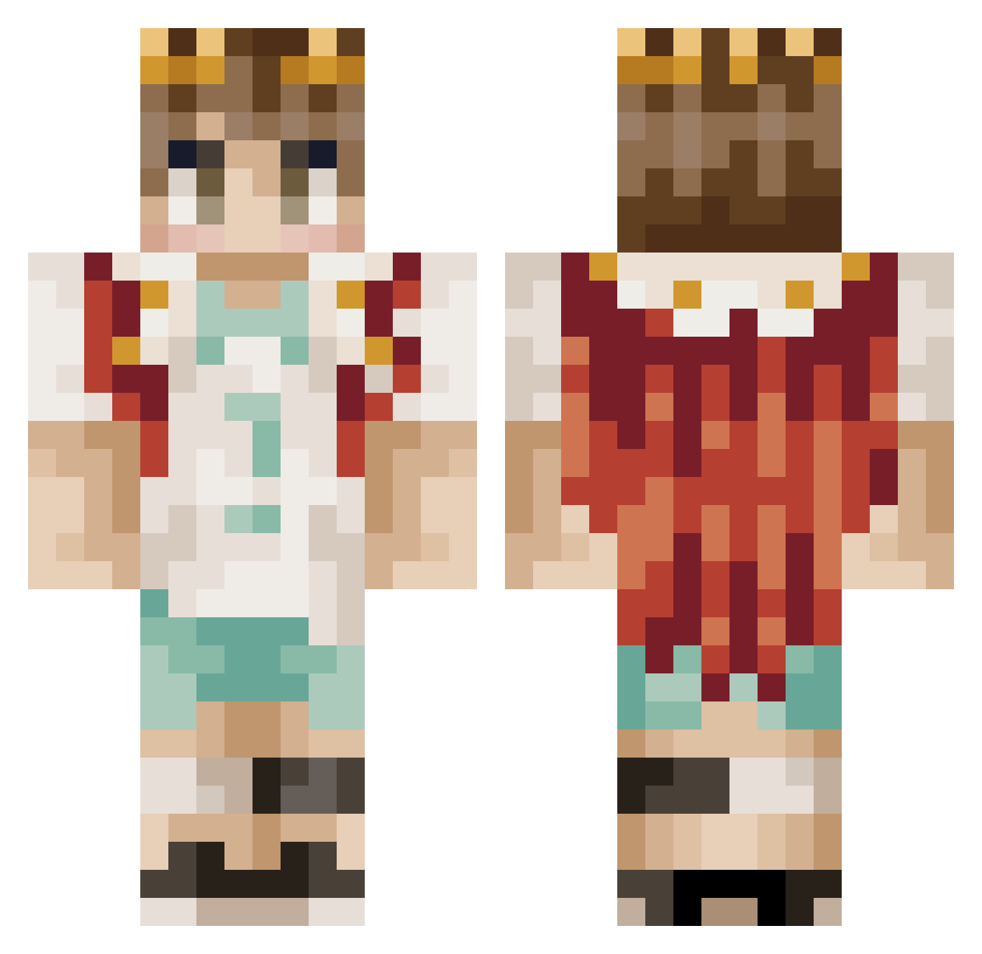 trapfiets Minecraft skin, front and back view