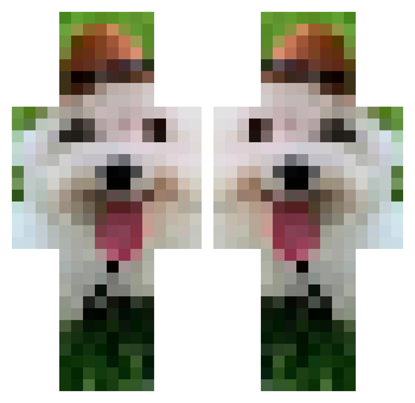 Spicnod Minecraft skin, front and back view