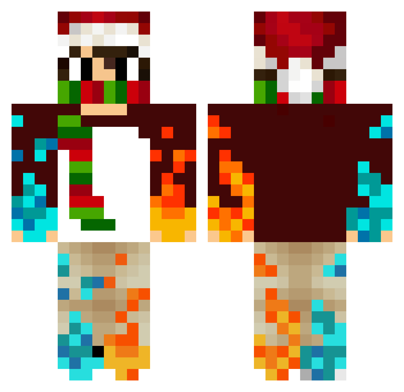 hadezsr Minecraft skin, front and back view