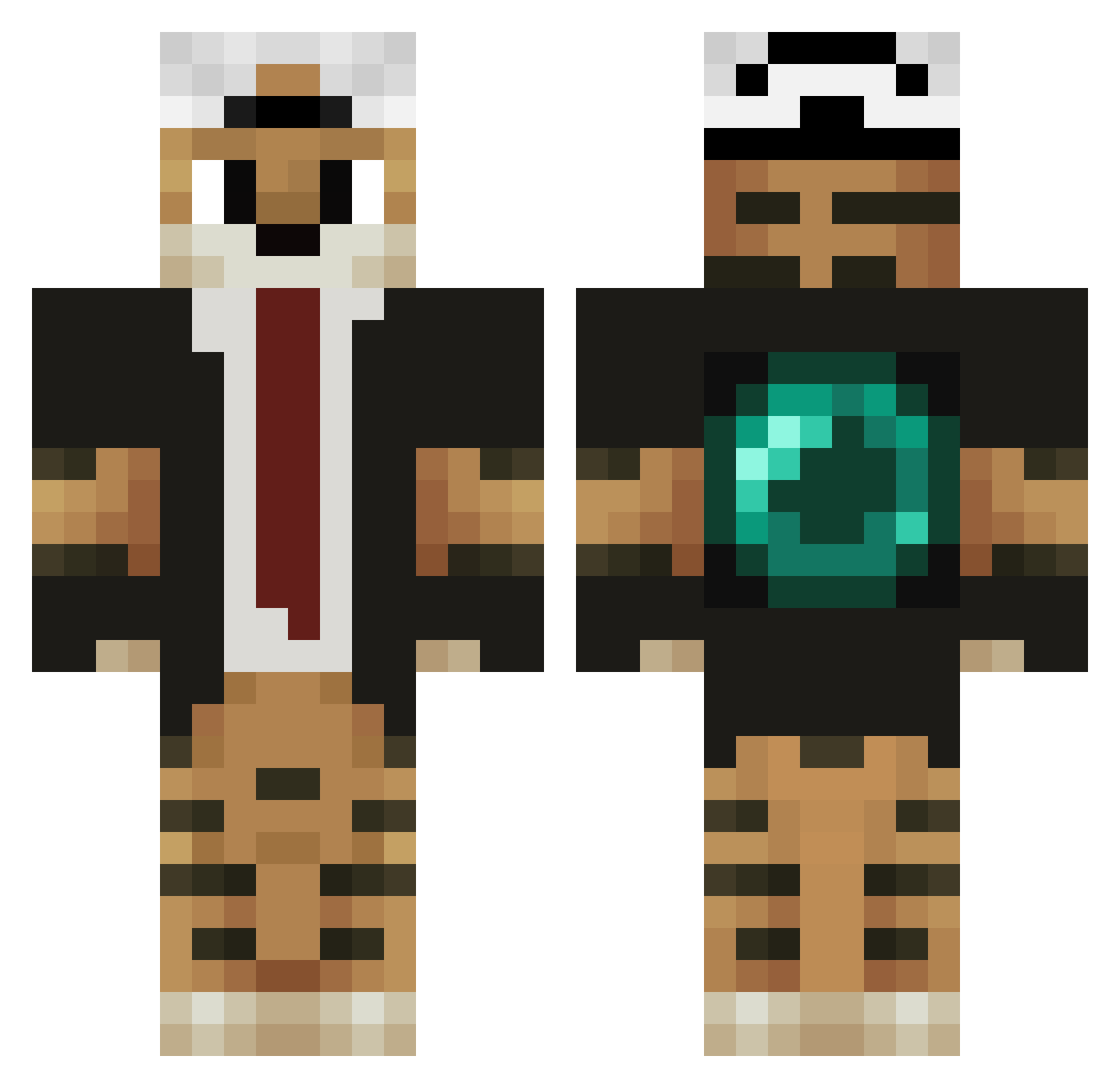 Fakeer Minecraft skin, front and back view