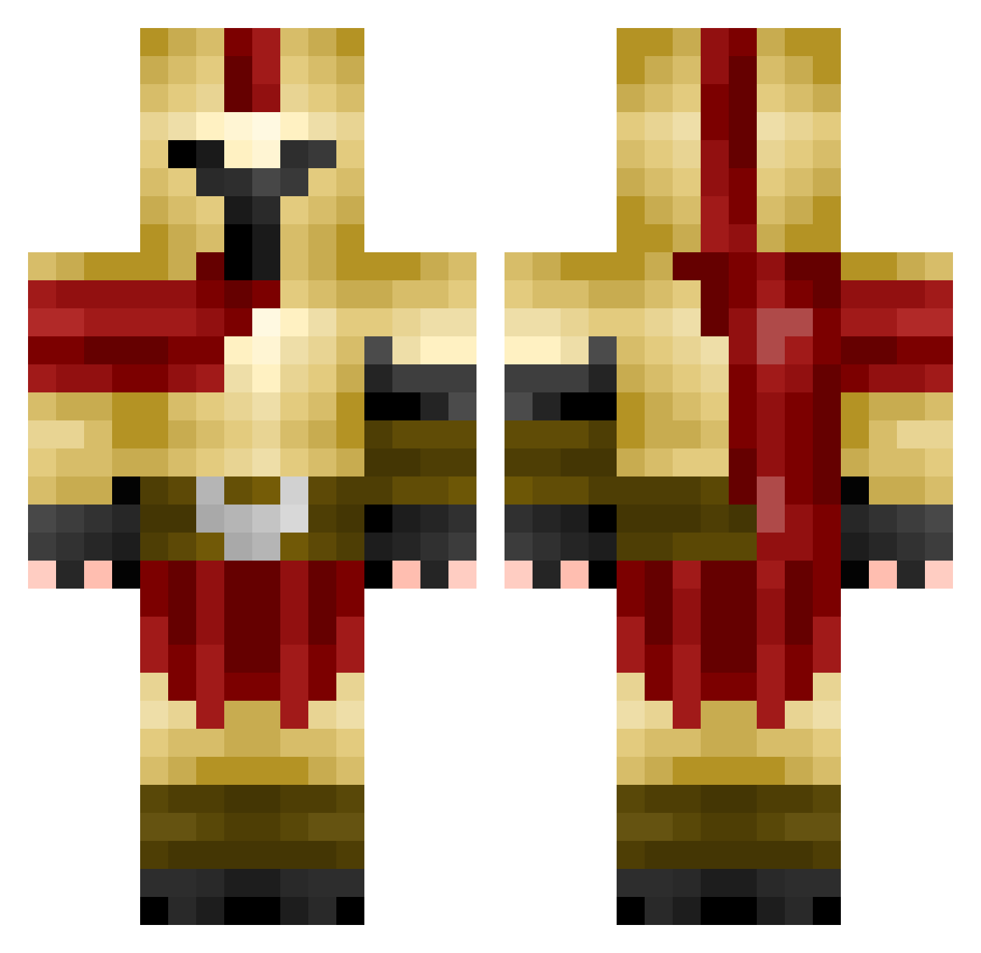 twistchess Minecraft skin, front and back view