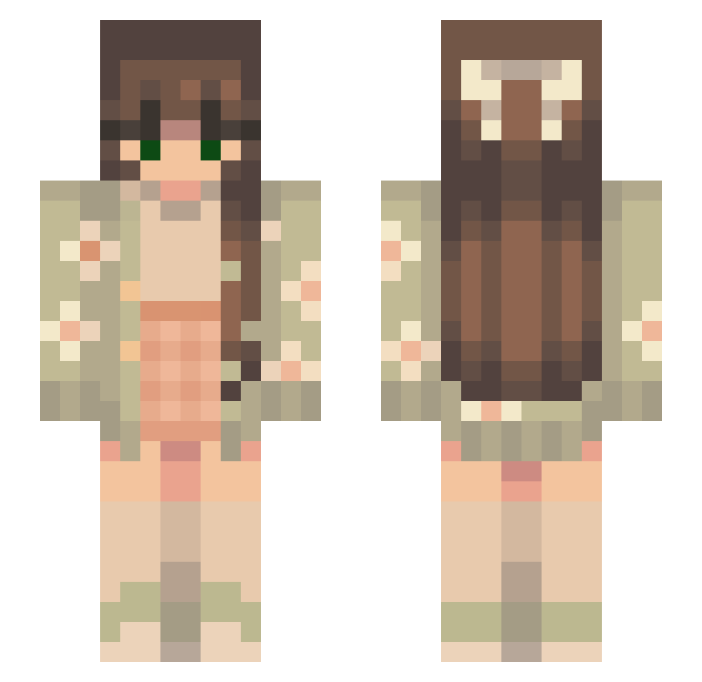 RareGabrielle Minecraft skin, front and back view