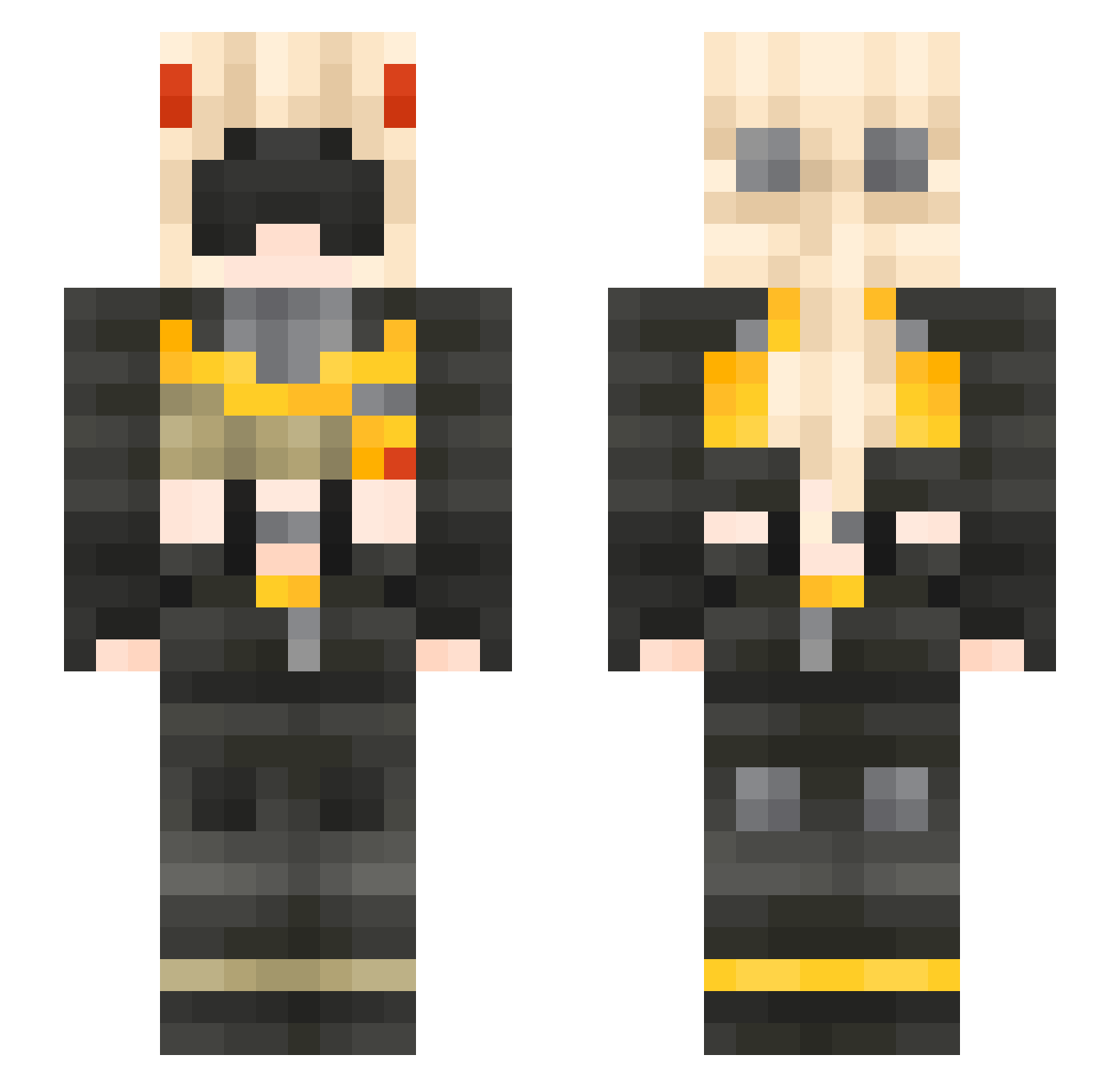 whispergate Minecraft skin, front and back view