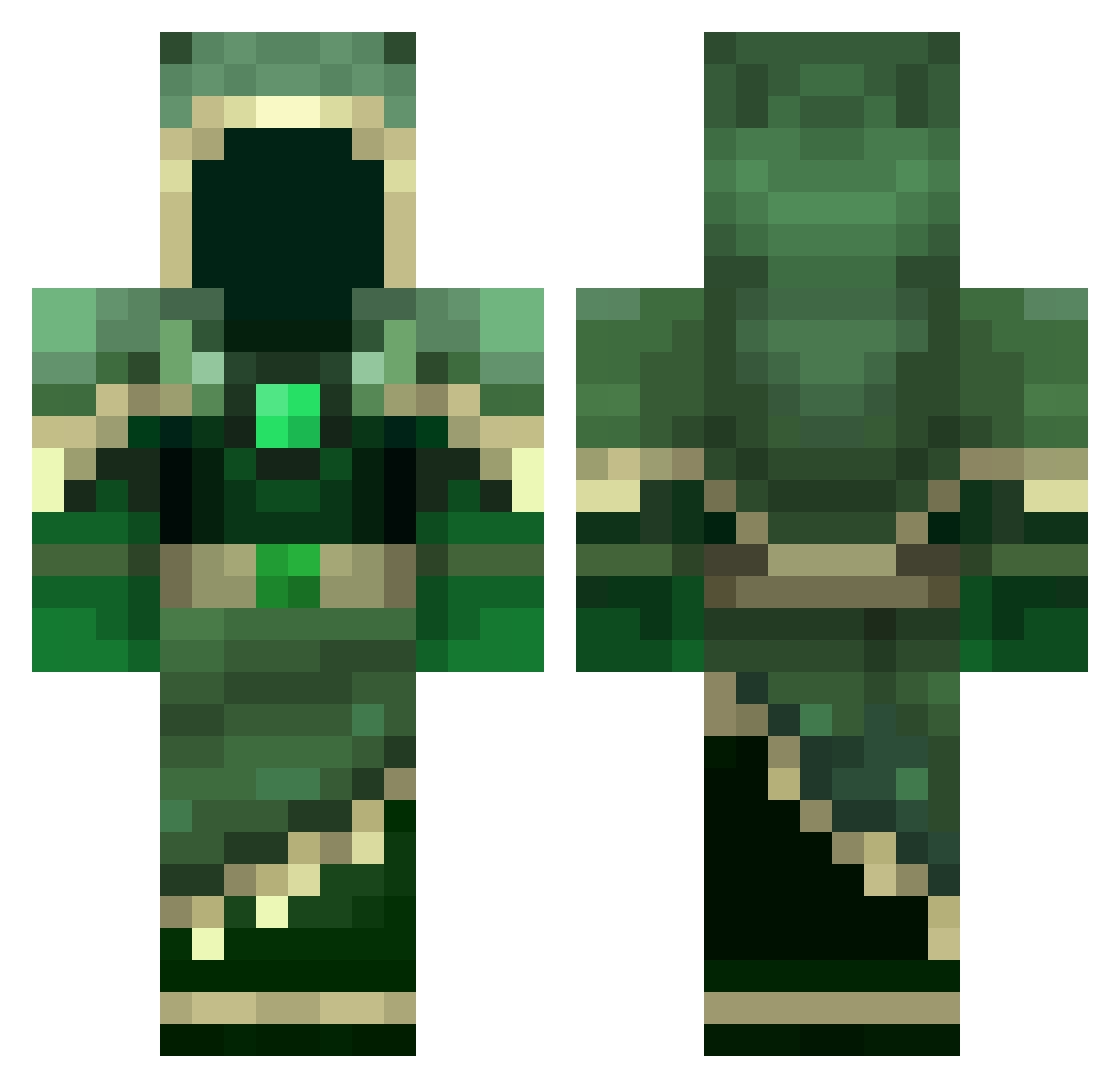 zakneblowany Minecraft skin, front and back view