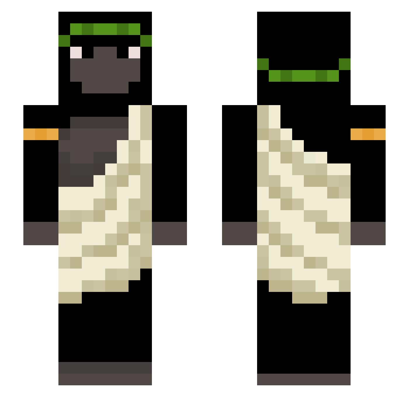Missioning Minecraft skin, front and back view