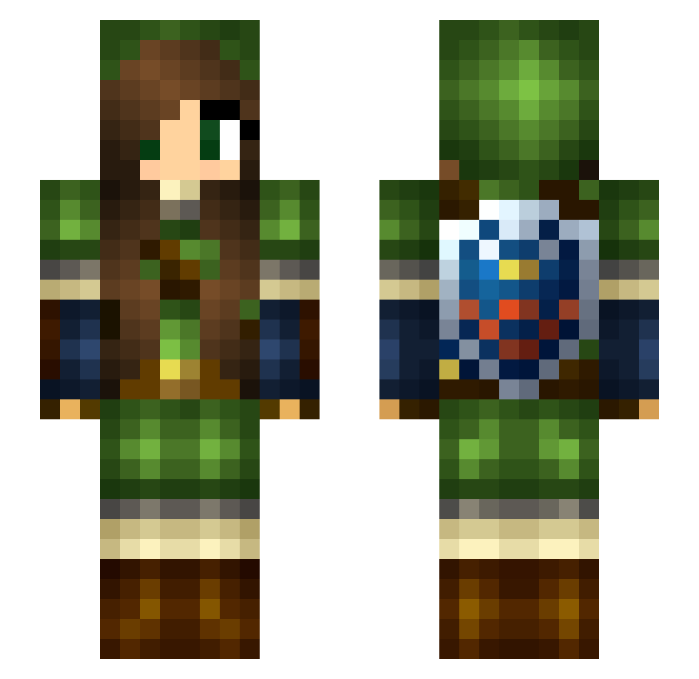 Hora Minecraft skin, front and back view