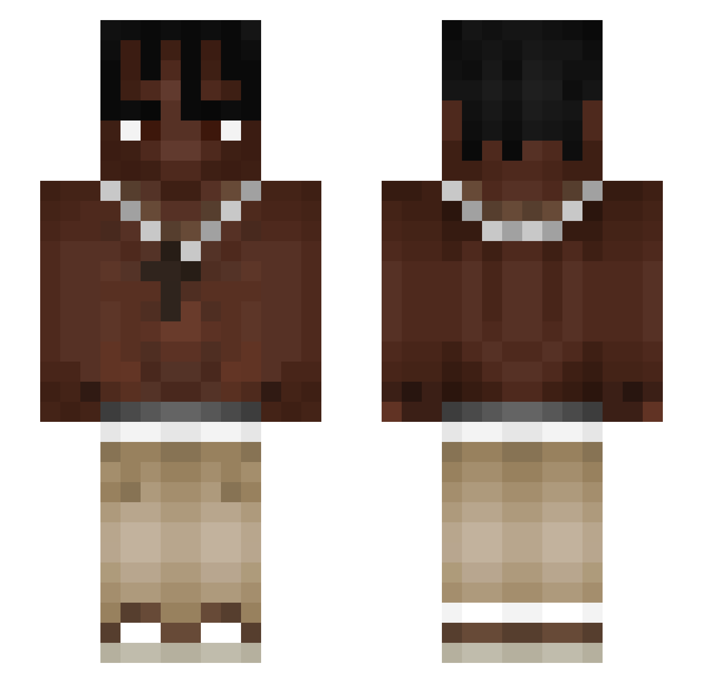 xKrxzyy Minecraft skin, front and back view