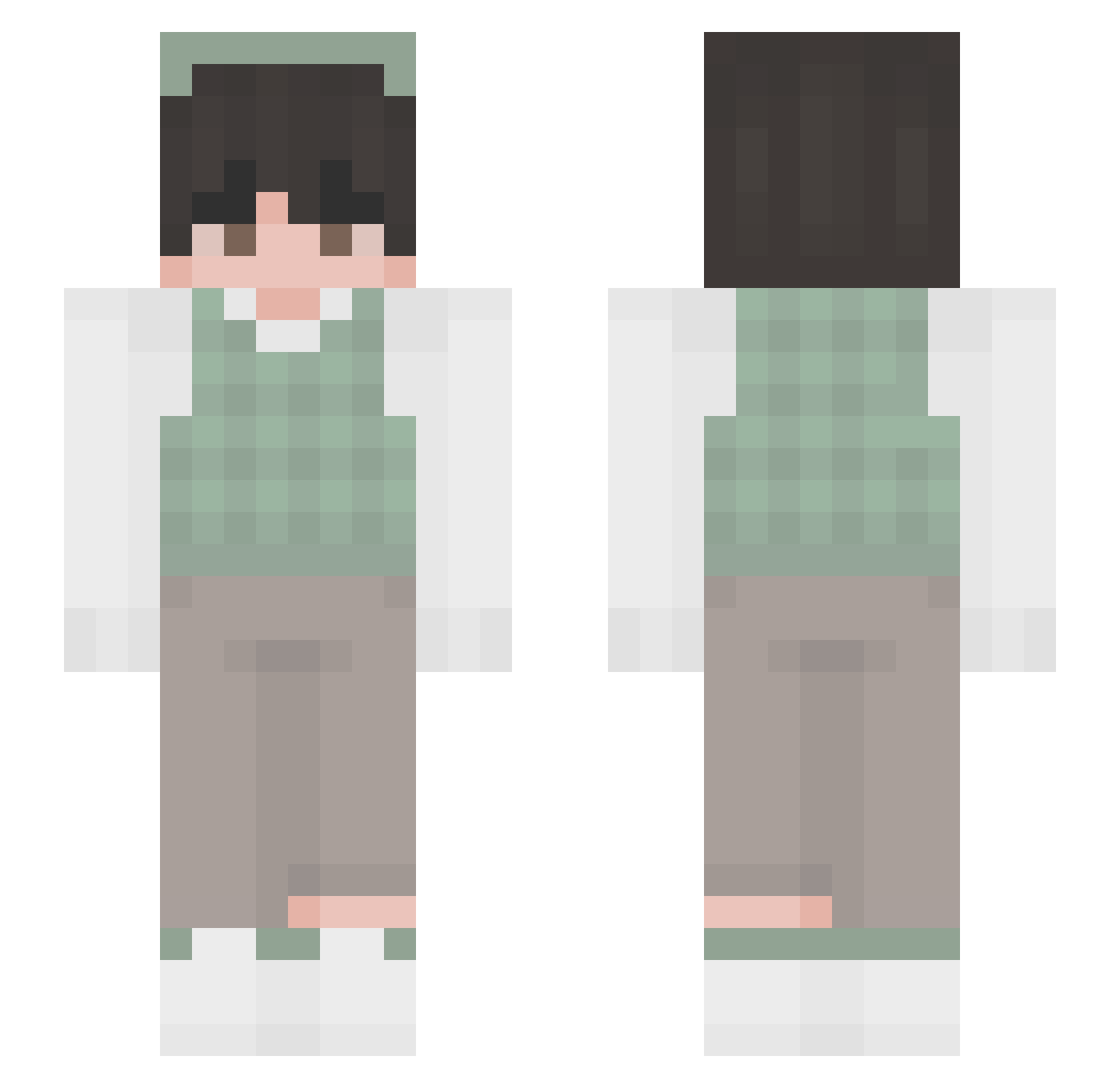 BirdiChan Minecraft skin, front and back view