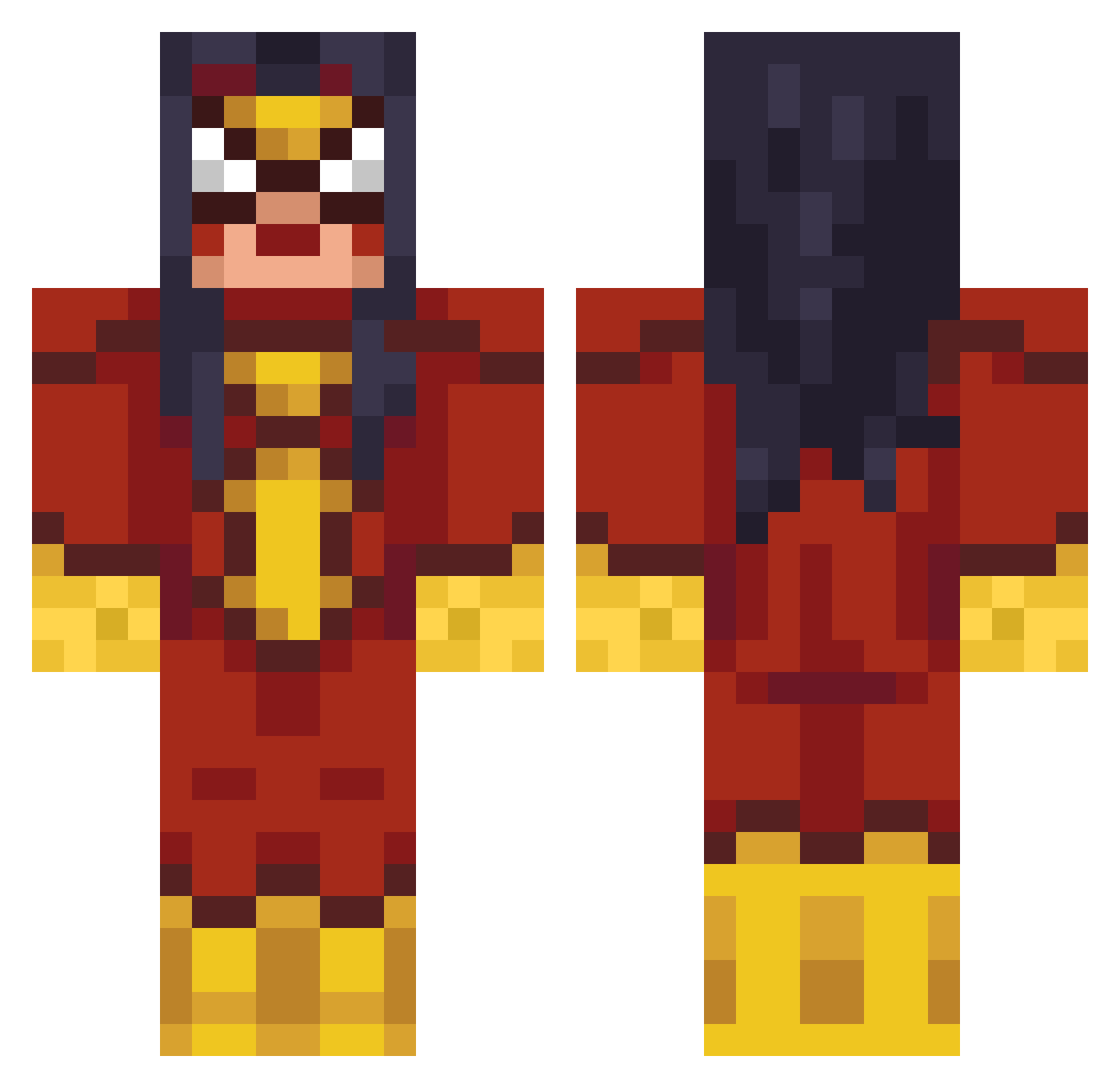 hekserom Minecraft skin, front and back view