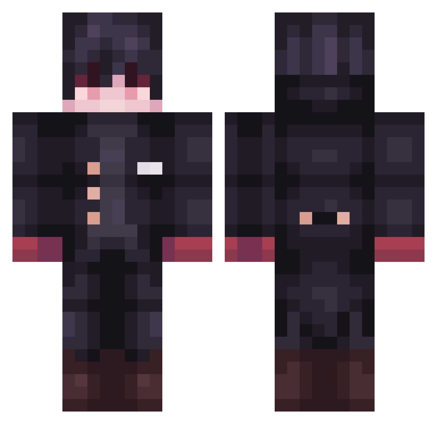 Cxnntury Minecraft skin, front and back view
