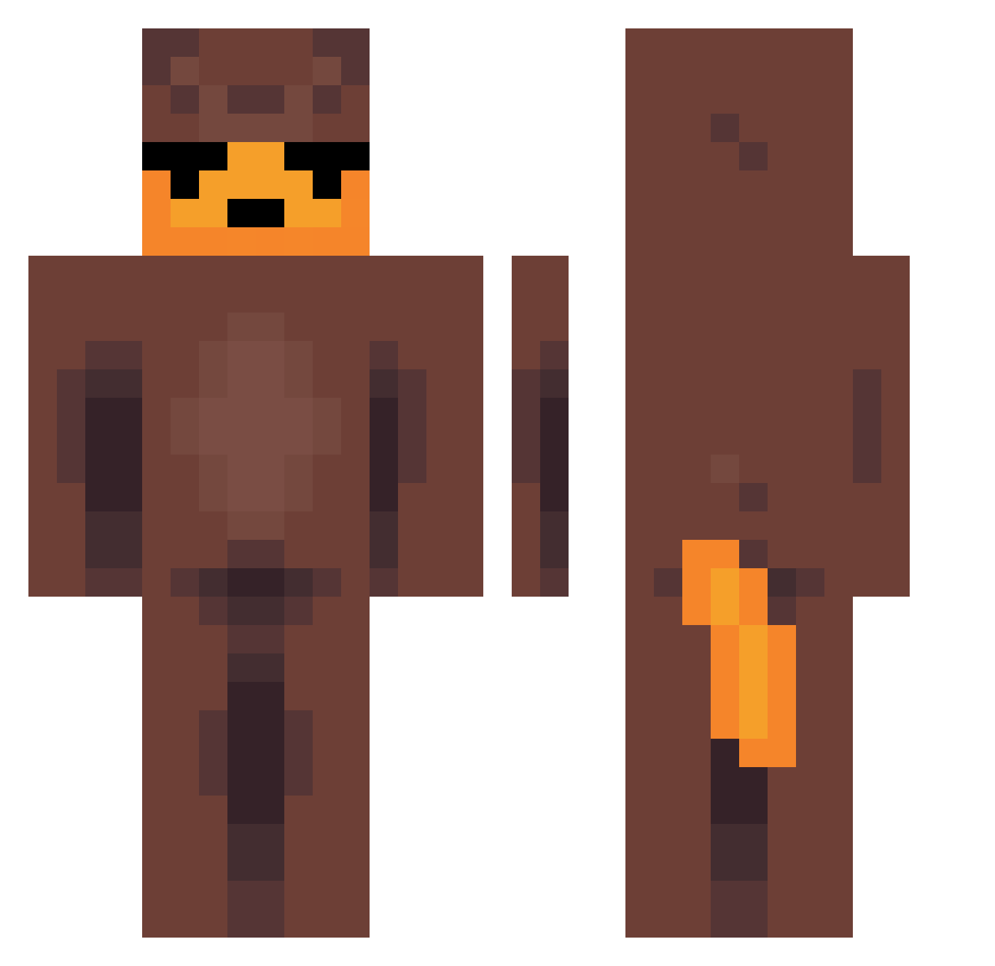 Weldors Minecraft skin, front and back view