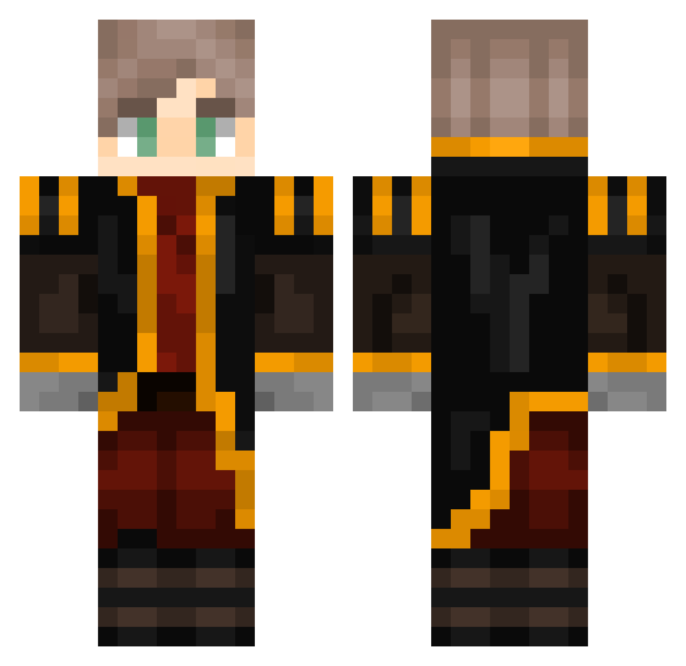 SlenderSly Minecraft skin, front and back view