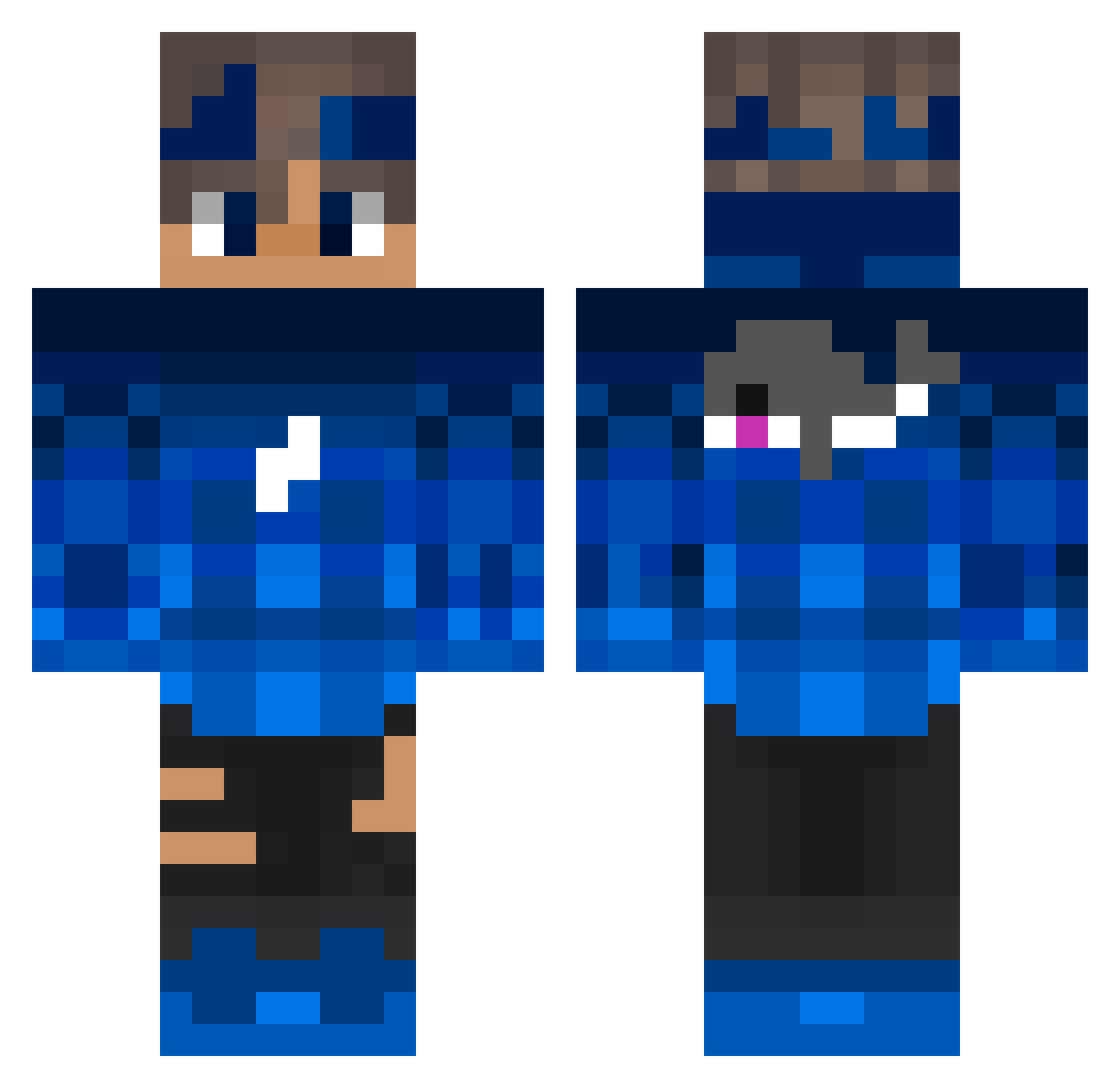 roms119 Minecraft skin, front and back view