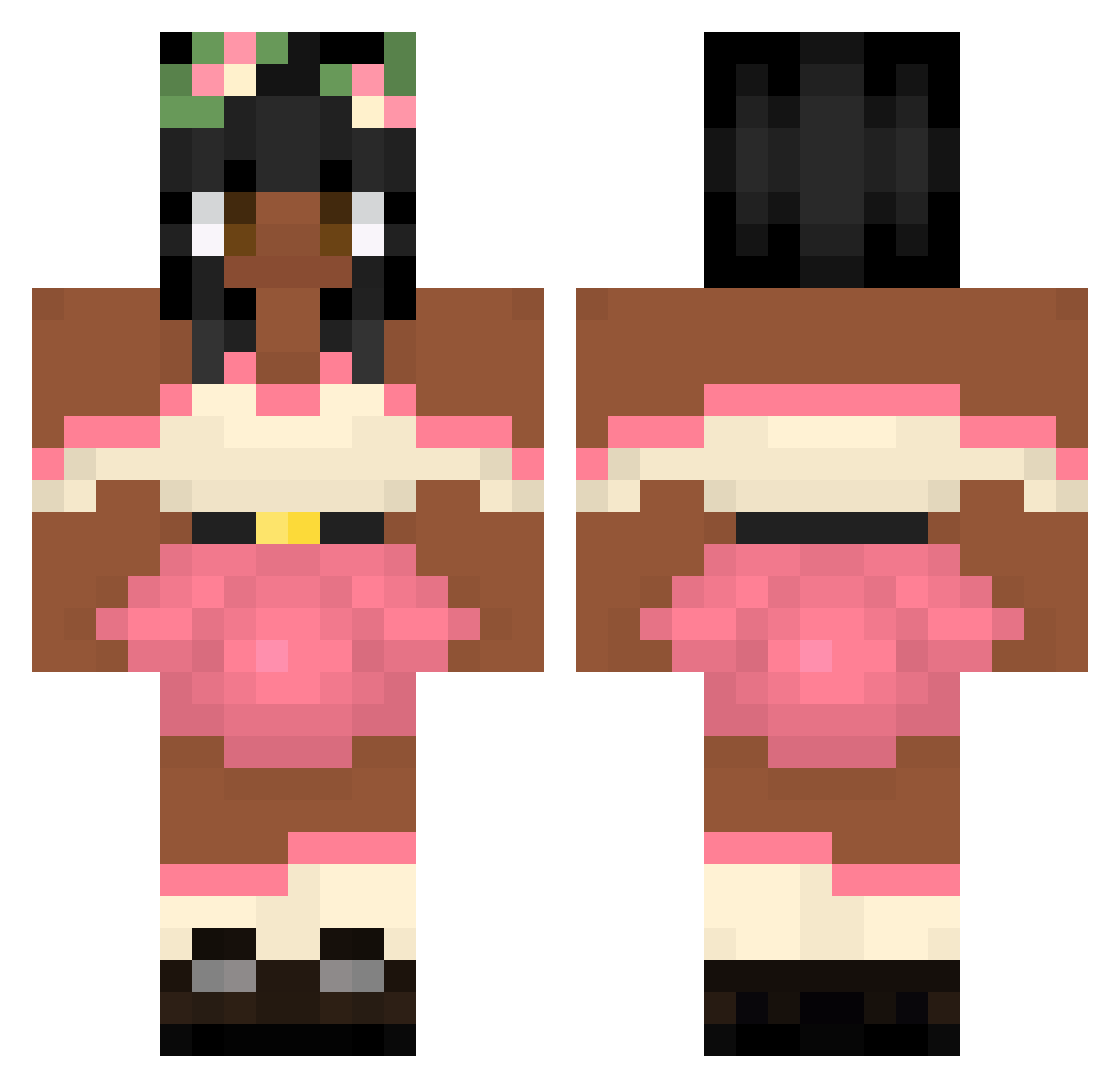 strawgatitos Minecraft skin, front and back view
