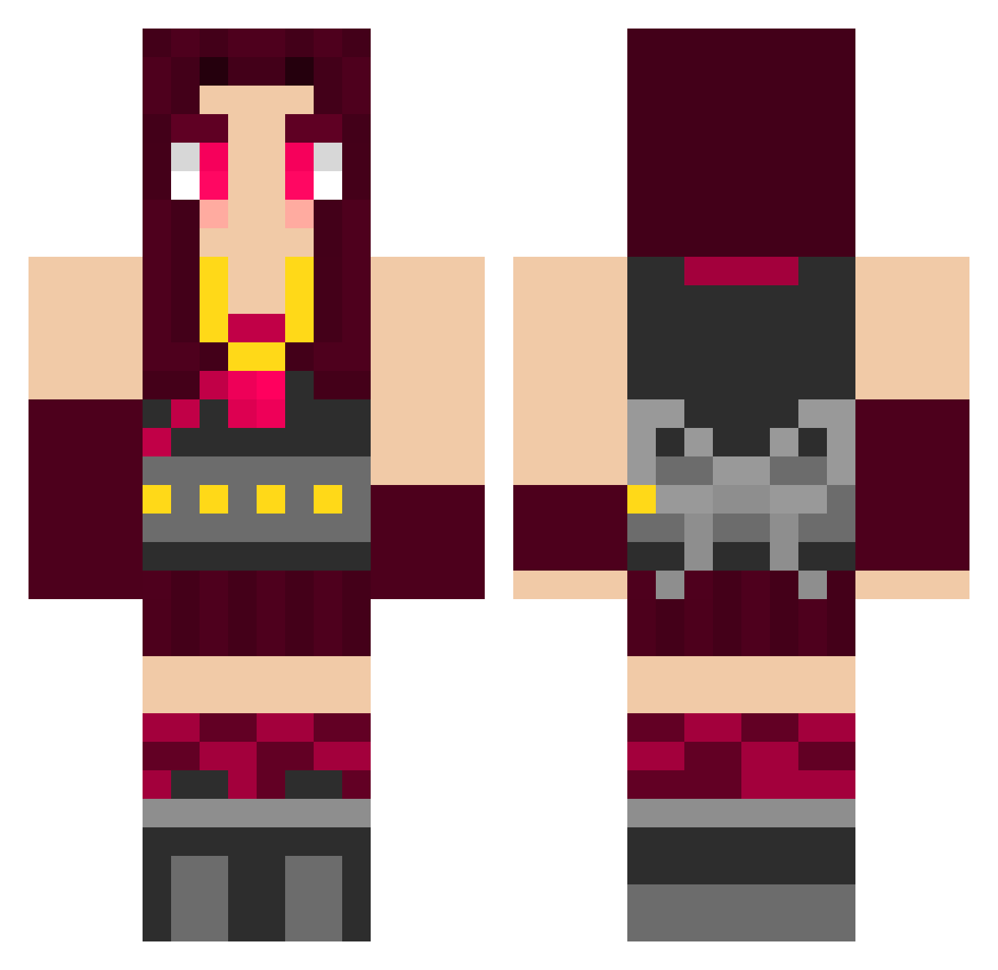 GayPerry Minecraft skin, front and back view