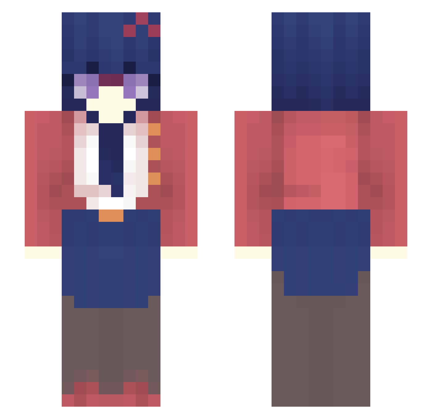 TheRealKana Minecraft skin, front and back view