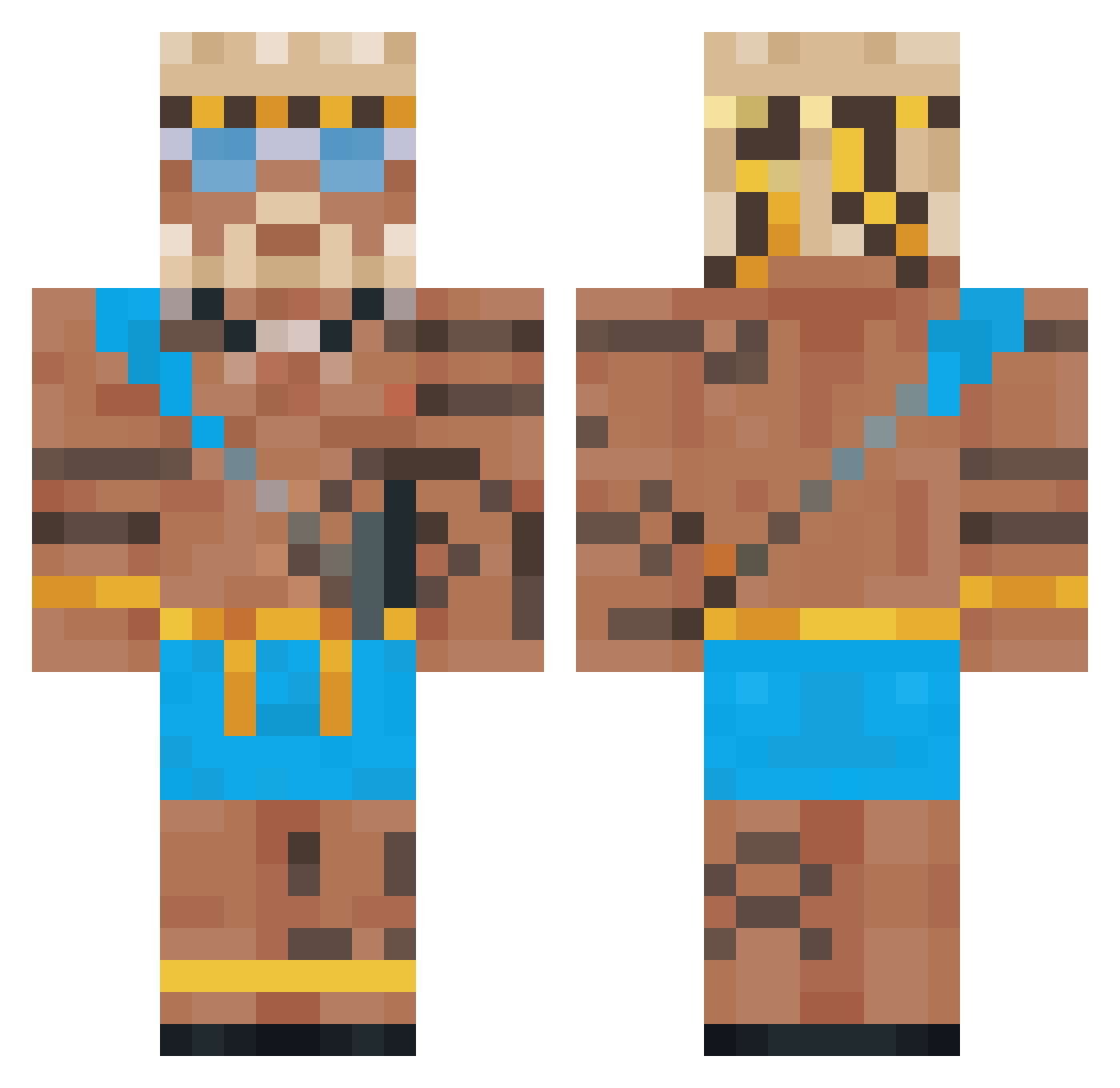 OckyMonte Minecraft skin, front and back view