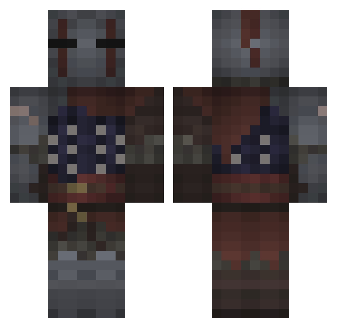 BanishedFuil Minecraft skin, front and back view